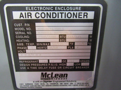 Ice/Stations IS56 Free Standing Enclosure W/McLean M28-0216-6013 AC Unit