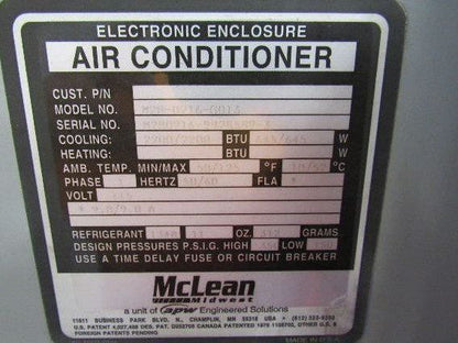 Ice/Stations IS56 Free Standing Enclosure W/McLean M28-0216-6013 AC Unit