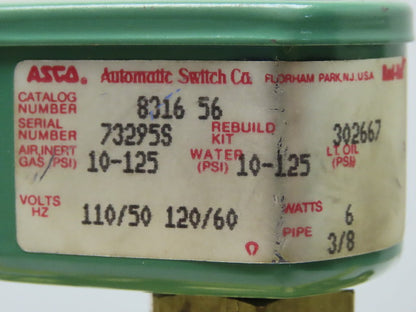 ASCO 8316 56 SOLENOID VALVE 110/120V 50/60Hz