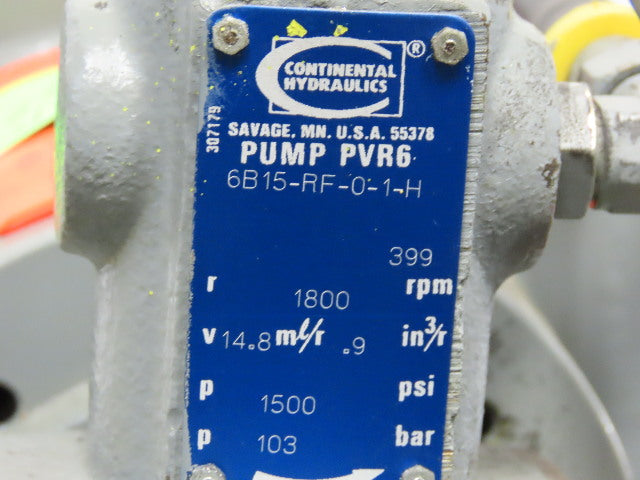 Continental PVR6-6B15-RF-0-1-H Hydraulic Power Unit 30Gal 5Hp 460V 6GPM 1500PSI