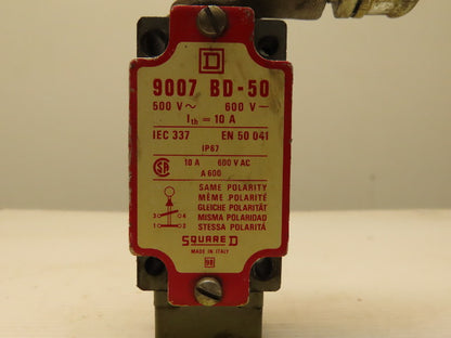 Square D 9007 BD-50 600V 10A Roller Plunger Limit Switch