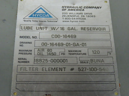 HYCOA C00-16469 Automatic Lubricator Oiler Lube Unit 16 Gallon Revivor