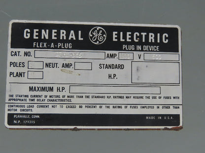 General Electric DFPH-365 600V 400A Bus Bussway Plug Fusible Disconnect