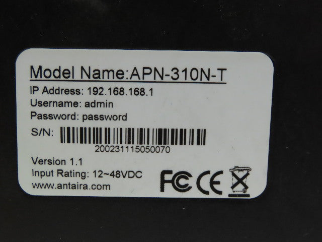 Antaira APN-310N-T Industrial Access Point Client Bridge Repeater DIN Rail Mount