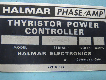 Halmar PA6-24225P3X Thyristor Power Controller Range 0-10MA 240V 225A
