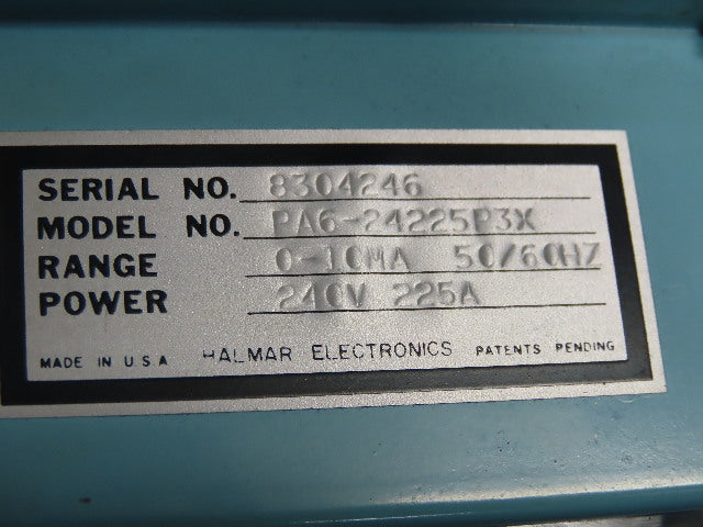 Halmar PA6-24225P3X Thyristor Power Controller Range 0-10MA 240V 225A
