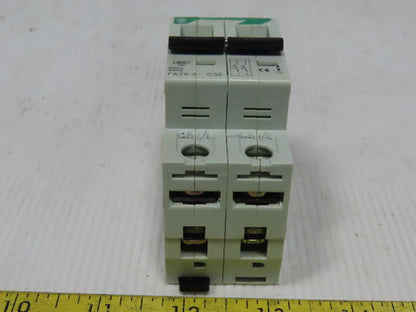 Moeller FAZ6-2-C32 32AMP 2 Pole Circuit Breaker DIN Rail Mount