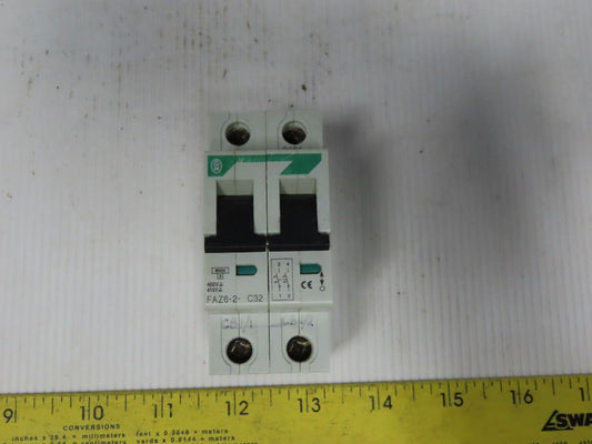 Moeller FAZ6-2-C32 32AMP 2 Pole Circuit Breaker DIN Rail Mount