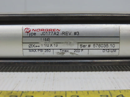 Norgren J0177A2 Rev #3 Pneumatic Tie Rod Cylinder 1-1/2" Bore 13" Stroke