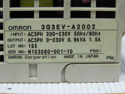Omron 3G3EV-A2002 Sysdrive Inverter Drive 200-230V 50-60Hz 1.5A