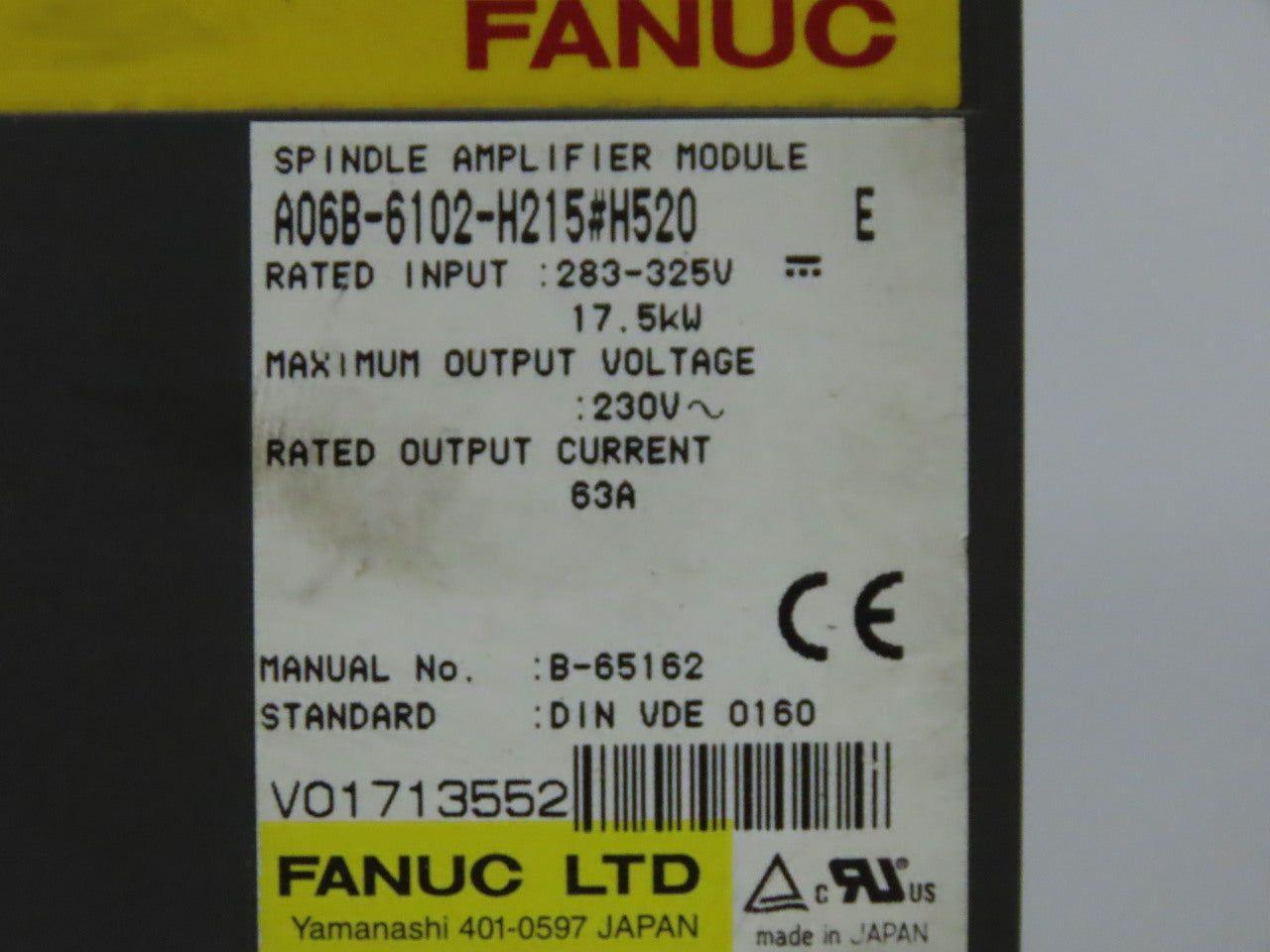 Fanuc A06B-6102-H215#H520 Spindle Amplifier Module Drive  283-325V