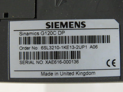 Siemens 6SL3210-1KE13-2UP1 Sinamics G120C DP 1.5HP 380-480V 4.1A