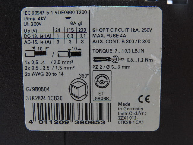 Siemens 3TK2824-1CB30 Safety Relay