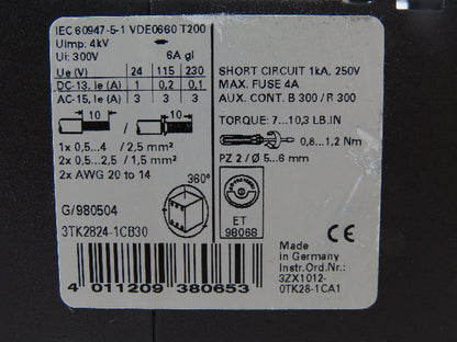 Siemens 3TK2824-1CB30 Safety Relay