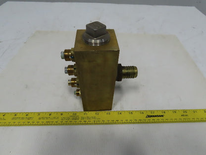 11 Port Brass Manifold Block Inlet 1"&1-1/4" NPT 8 Outlet 3/8" NPT 2-1/2"x6-1/2"
