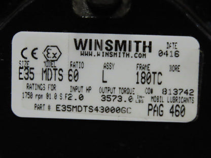 Winsmith E35MDTS43000GC 60:1 Ratio 2Hp 29RPM Left Hand Output Gear Reducer