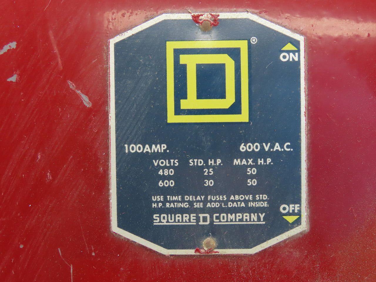 Square D A86343 100A 600V Single Throw Fusible Disconnect Safety Switch