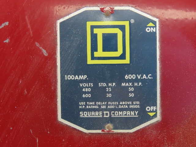 Square D A86343 100A 600V Single Throw Fusible Disconnect Safety Switch
