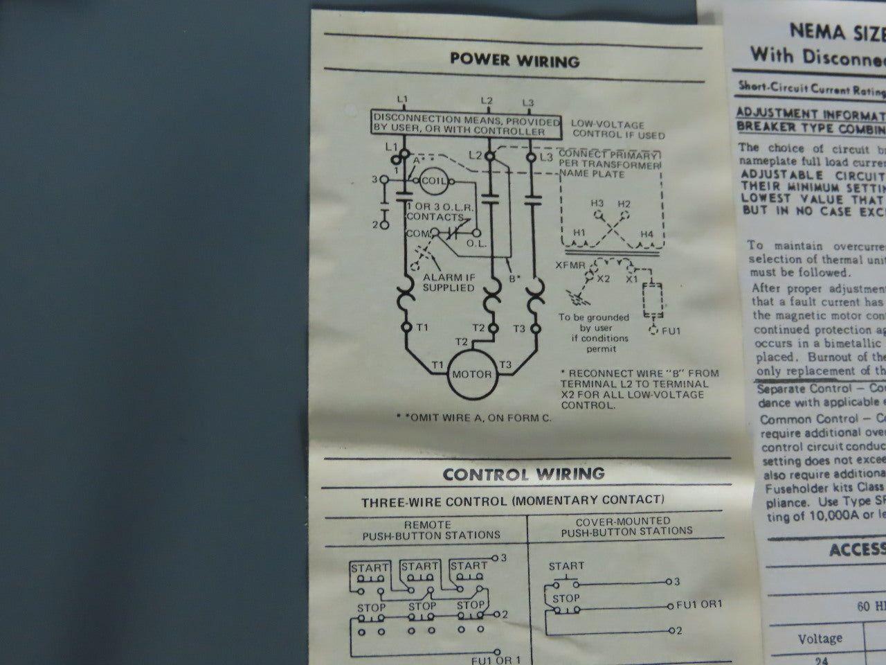 Square D 8538 SCG14 Single Throw Fusible Disconnect Safety SwitchW/Motor Starter