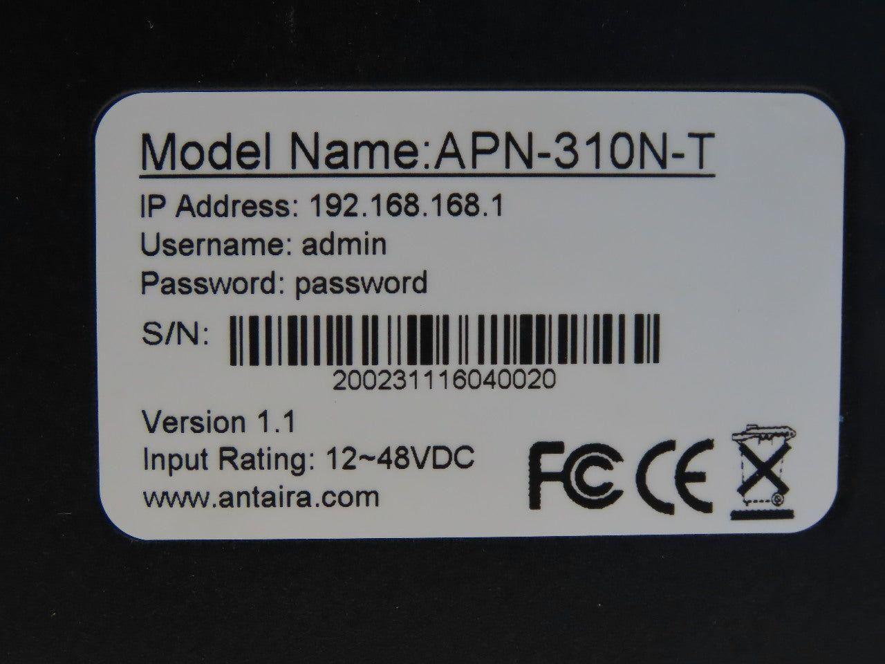 Antaira APN-310N-T Industrial Access Point Client Bridge Repeater DIN Rail Mount