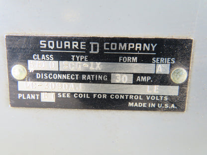 Square D 8810 SCG-1X Ser A Size 1 Reversing /Two-Speed Starter 30A Combo Box