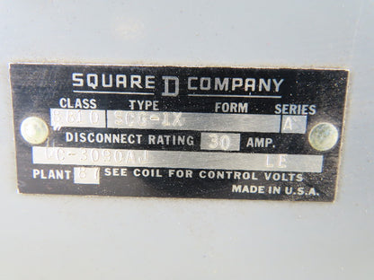 Square D 8810 SCG-1X Ser A Size 1 Reversing /Two-Speed Starter 30A Combo Box