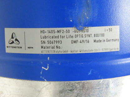 Wittenstein HG+140S-MF2-50 -6G1-1S10 50:1 Hypoid 90° Two Stage Gear Reducer