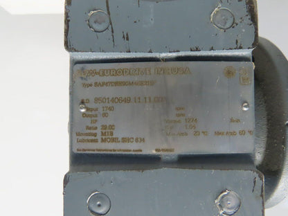 Sew DRE90M4BE2HF 29:1 Ratio 60RPM 1.5Hp 230/460V 3Ph Right Hand Gearmotor