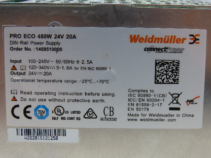 Weidmuller PRO ECO Power Supply 480W24V 20A DIN Rail Mount