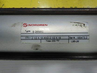 Norgren S-26590C Independent Rods Double Pneumatic Cylinder 2-1/2x18 & 2-1/2x18