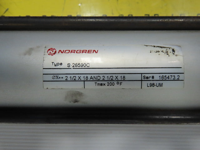 Norgren S-26590C Independent Rods Double Pneumatic Cylinder 2-1/2x18 & 2-1/2x18