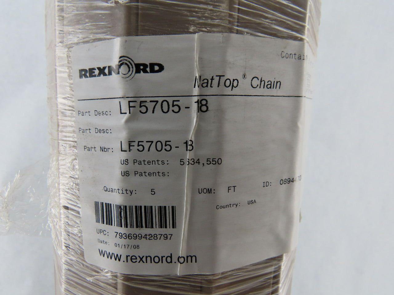 Rexnord LF5705-18 Mat Top Chain Poly Conveyor Belt 18"x 60"