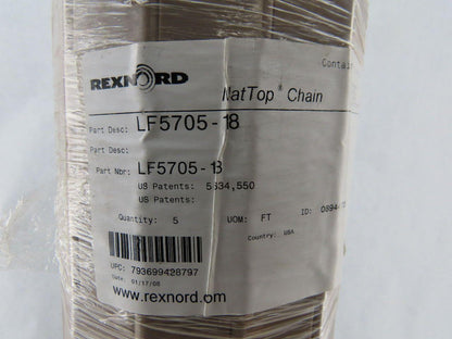 Rexnord LF5705-18 Mat Top Chain Poly Conveyor Belt 18"x 60"