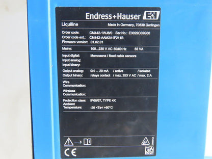 Endress & Hauser CM442-1WJ8/0 Liquiline M CM42 Transmitter 200-230V 55VA