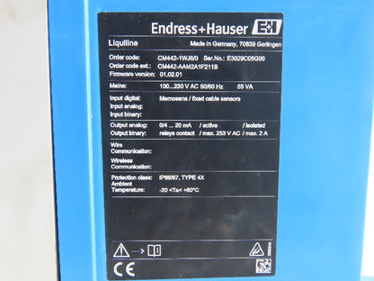 Endress & Hauser CM442-1WJ8/0 Liquiline M CM42 Transmitter 200-230V 55VA