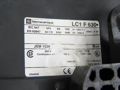 Telemecanique Square D LC1F6302 Mechanical Contactor 600V 1000A Continuous 2Pole