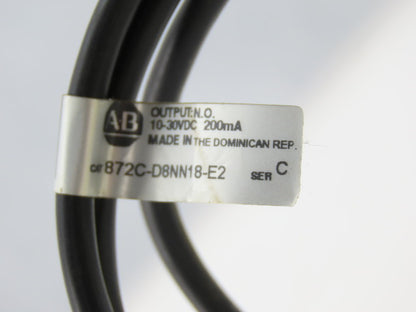 Allen Bradley 872C-D8NN18-E2 18mm Dia PVC 2 Meter Wordprox DC Proximity Sensor