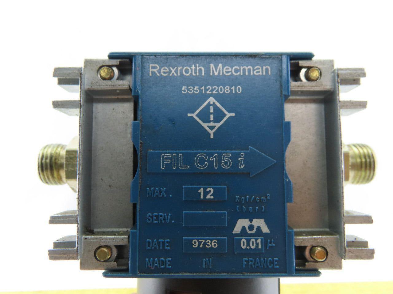 Rexroth Mecman 5351220810 FIL C15i Pneumatic Air Filter 12 Bar max. 1/4"-18