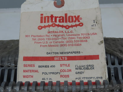 Intralox Ser 400 Gray Polypropylene Flush Grid W/Slidelox Conveyor 48.1" x 60"