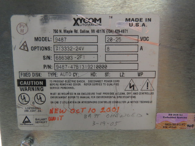 Xycom 9487-47B1319210000 Interface Panel Industrial Computer Option 713332-24V