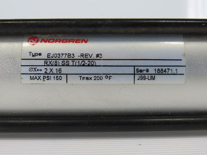 Norgren EJ0377B3 Pneumatic Air Cylinder 2" Bore 16" Stroke