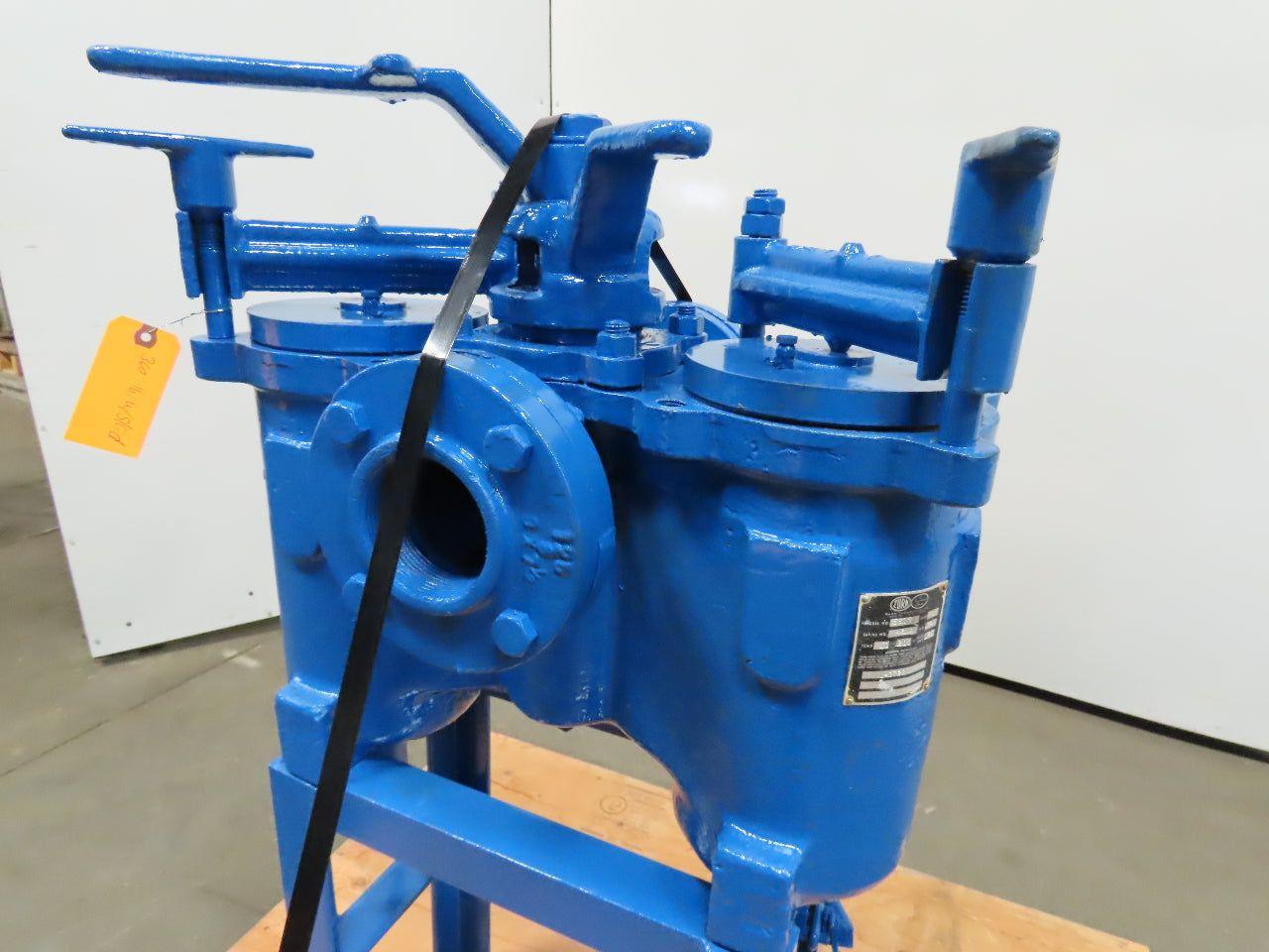 ZURN 560FYB 3" Flanged Iron Duplex Dual Basket Filter 125PSI Max Size 3