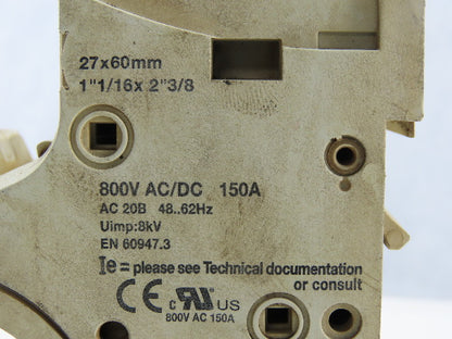 Ferraz Shawmut 27 x 60mm 2 Pole Fuse Holder 800V 150A Rail Mount