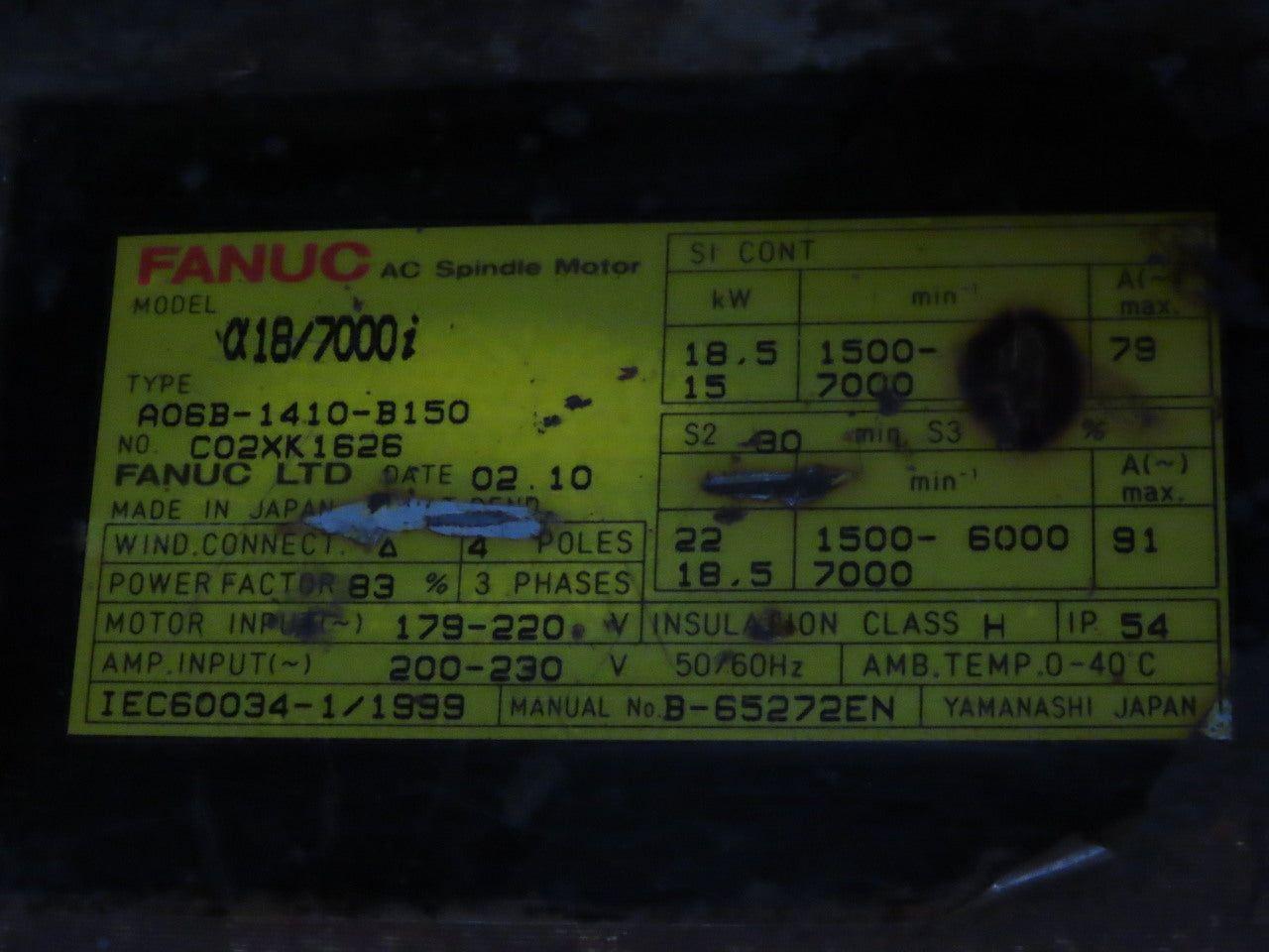 Fanuc A06B-1410-B150 a1817000i Ac Spindle Servo Motor