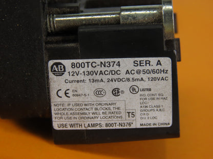 Allen Bradley 800T-QH2W/V Universal LED Pilot Light 12-130VAC White Series V