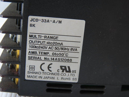 Shinko Technologies JCD-33A-A/m Temperature Controller 4-20mA 100-240VAC 8VA