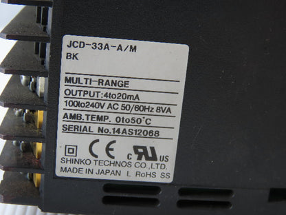 Shinko Technologies JCD-33A-A/m Temperature Controller 4-20mA 100-240VAC 8VA