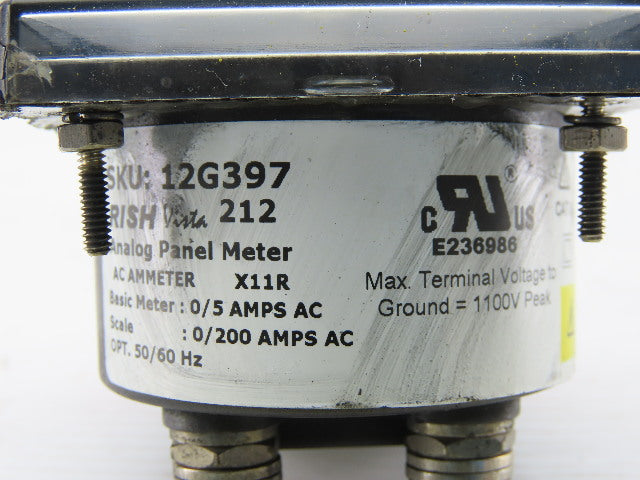 Rish Vista 12G397 Analog Panel Meter 0/200Amps AC