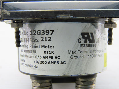 Rish Vista 12G397 Analog Panel Meter 0/200Amps AC