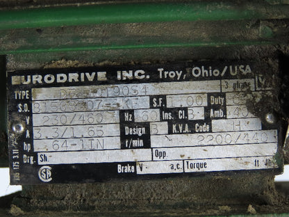 SEW-EURODRIVE Gearmotor W/Variable Speed Drive 37.17:1 Ratio 65-13RPM